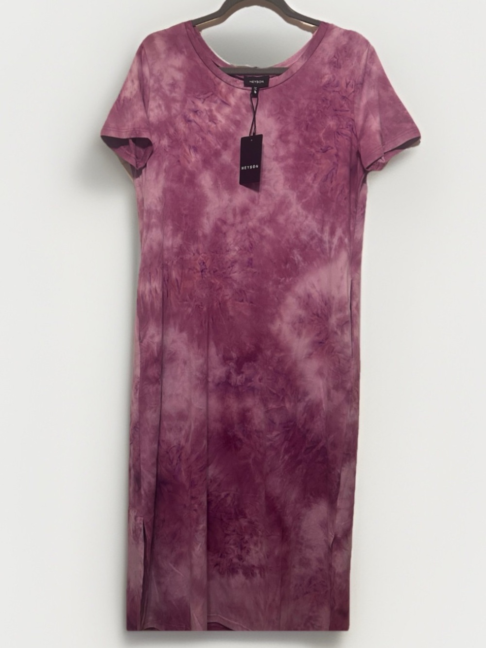 Heyson Tie-Dye Short Sleeve Midi Dress in Mauve